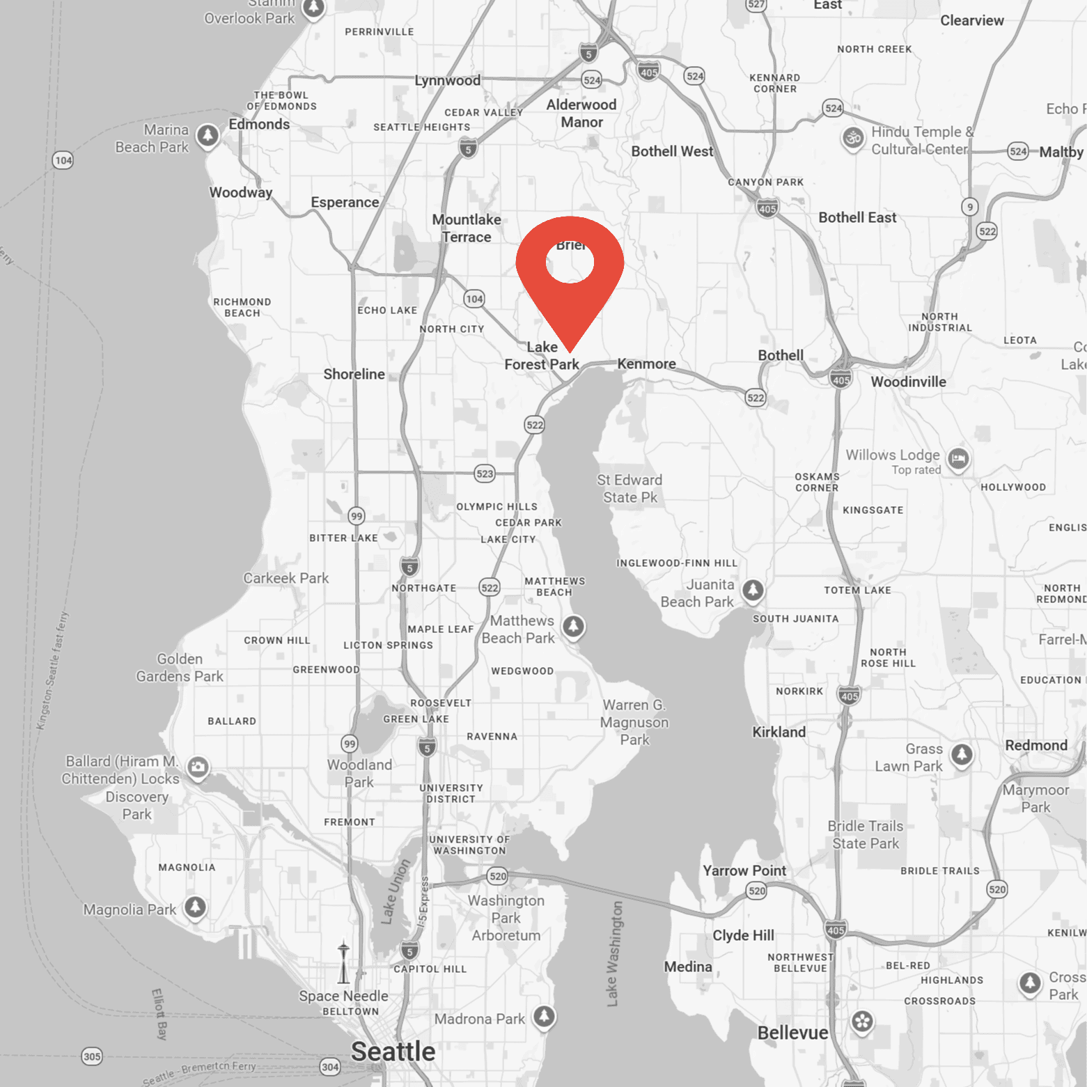 Lake Forest Park location in map